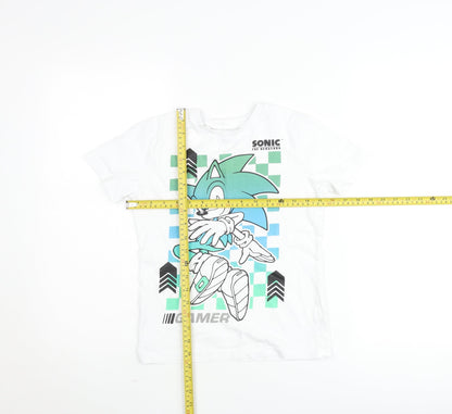 Sega Boys White Sonic The Hedgehog Graphic Gamer T-Shirt 6-7 Years