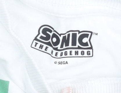 Sega Boys White Sonic The Hedgehog Graphic Gamer T-Shirt 6-7 Years