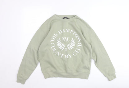 Dunnes Women’s Sage Green XS Pullover Sweatshirt The Hamptons Print
