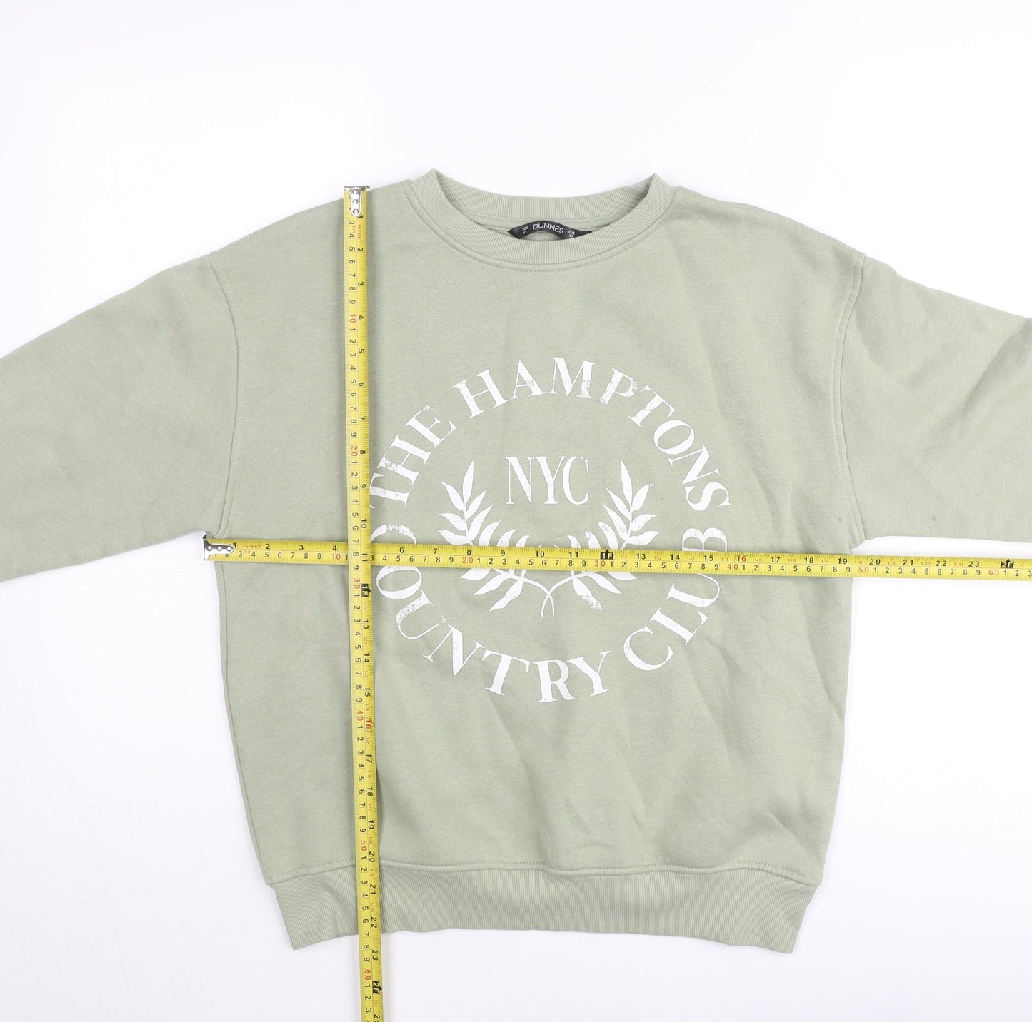 Dunnes Women’s Sage Green XS Pullover Sweatshirt The Hamptons Print