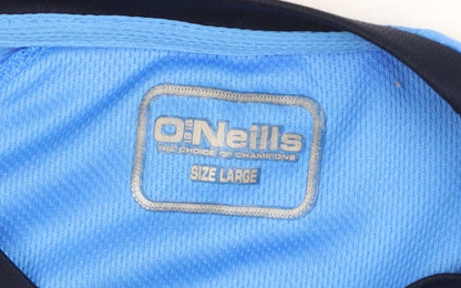 O'Neills Men's Blue GAA Coach Sports T-Shirt Size L Polyester Quick Dry