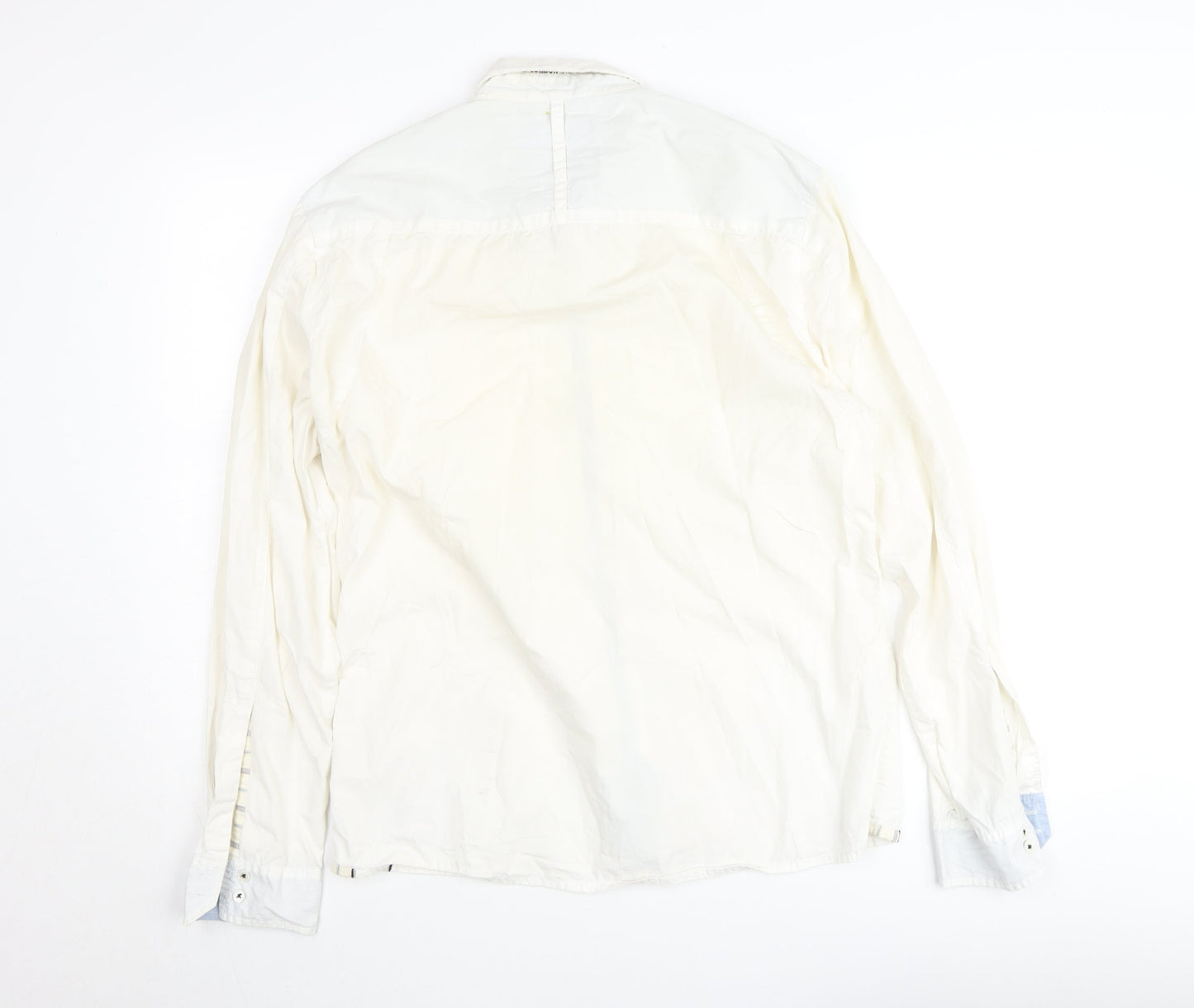 Pepe Jeans London Men's White Cotton Regular Fit Long Sleeve Button-Up Shirt Size L