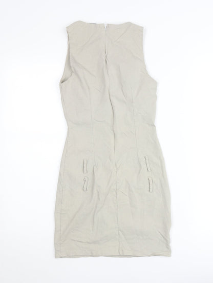Stylewise Womens Beige Sleeveless Shift Dress Size 10