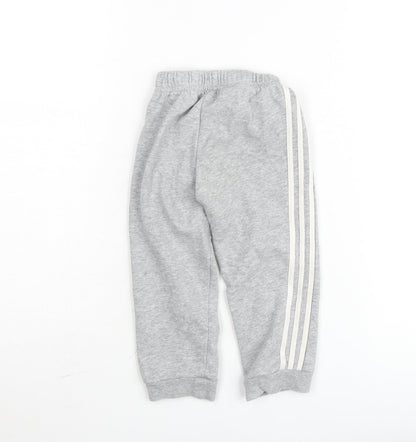 Adidas Unisex Baby Grey Jogger Trousers 18-24 Months Elastic Waist