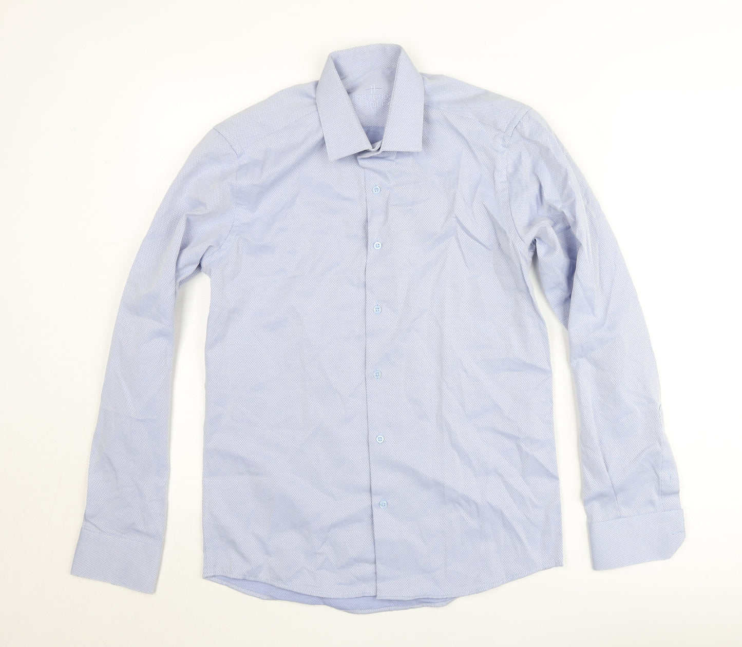 Hod Be Hod Men's Blue Slim Fit Long Sleeve Button-Up Shirt Size M
