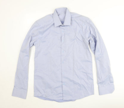 Hod Be Hod Men's Blue Slim Fit Long Sleeve Button-Up Shirt Size M