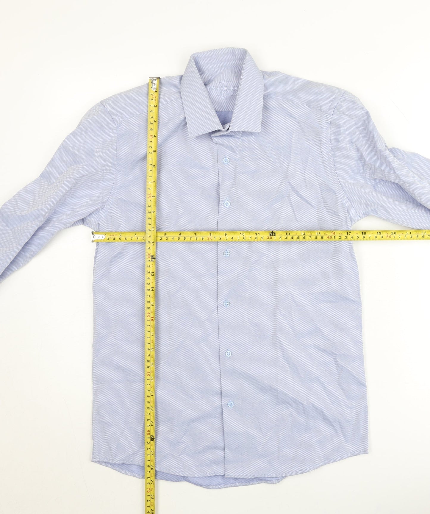 Hod Be Hod Men's Blue Slim Fit Long Sleeve Button-Up Shirt Size M