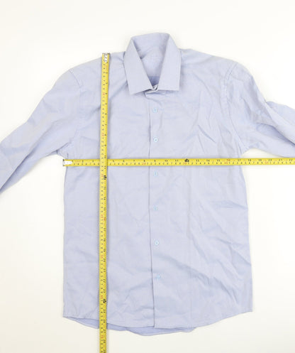 Hod Be Hod Men's Blue Slim Fit Long Sleeve Button-Up Shirt Size M