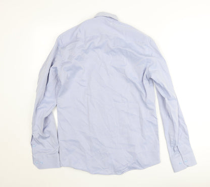Hod Be Hod Men's Blue Slim Fit Long Sleeve Button-Up Shirt Size M