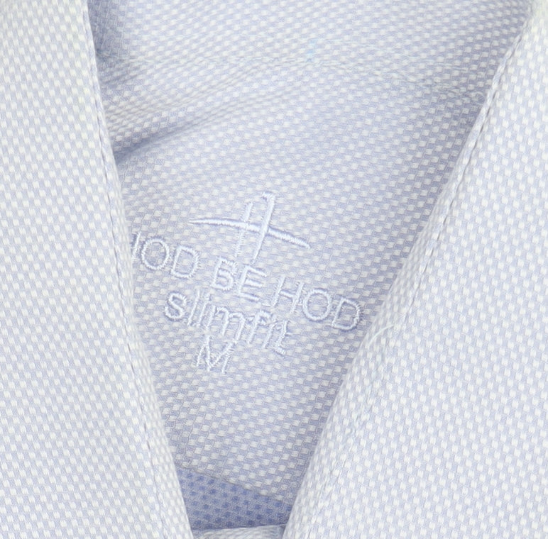 Hod Be Hod Men's Blue Slim Fit Long Sleeve Button-Up Shirt Size M