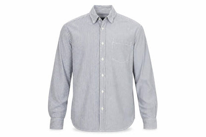 Front view of French Connection Men's Blue Striped Regular Fit Cotton Button-Up Shirt M