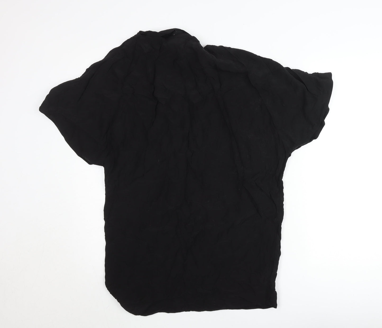 & Other Stories Women Black Short Sleeve Button Accented Chiffon Blouse Size 8