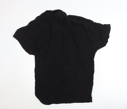 & Other Stories Women Black Short Sleeve Button Accented Chiffon Blouse Size 8