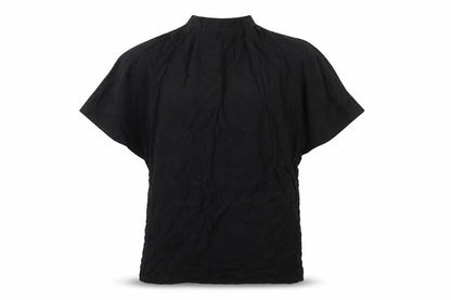 & Other Stories Women Black Short Sleeve Button Accented Chiffon Blouse Size 8