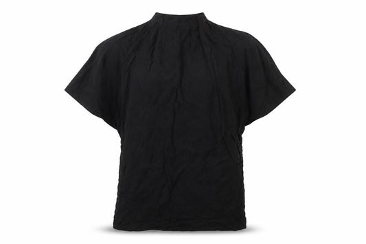 & Other Stories Women Black Short Sleeve Button Accented Chiffon Blouse Size 8