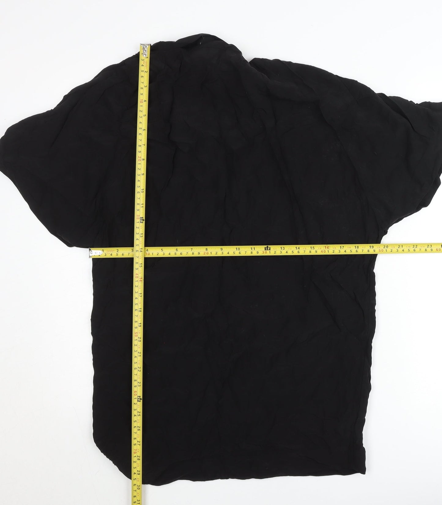 & Other Stories Women Black Short Sleeve Button Accented Chiffon Blouse Size 8
