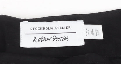 & Other Stories Women Black Short Sleeve Button Accented Chiffon Blouse Size 8