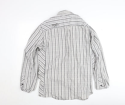 Next Men's Grey Striped Slim Fit Long Sleeve Button-Up Shirt XL