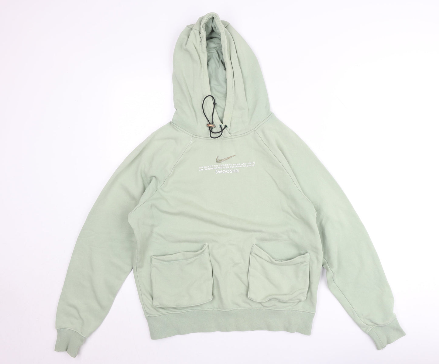 Nike Women’s Green Pullover Hoodie XS Cotton Blend Swoosh Design