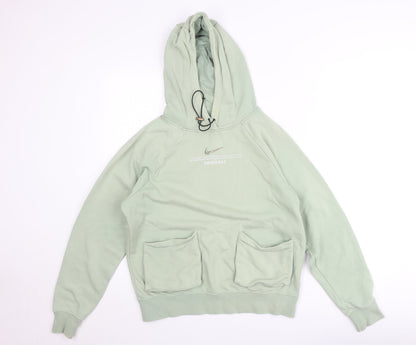 Nike Women’s Green Pullover Hoodie XS Cotton Blend Swoosh Design