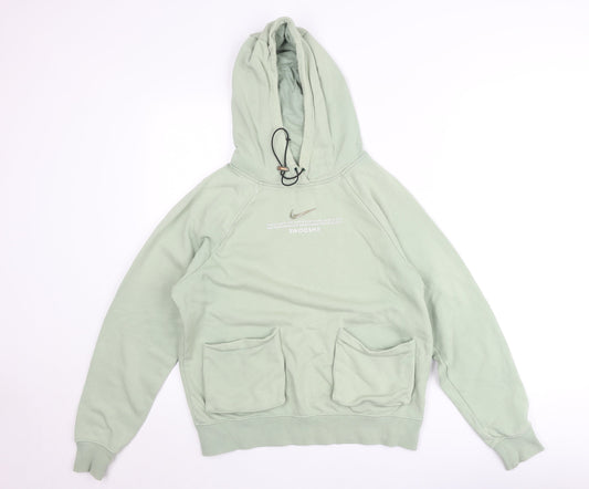 Nike Women’s Green Pullover Hoodie XS Cotton Blend Swoosh Design