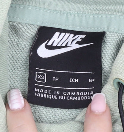 Nike Women’s Green Pullover Hoodie XS Cotton Blend Swoosh Design