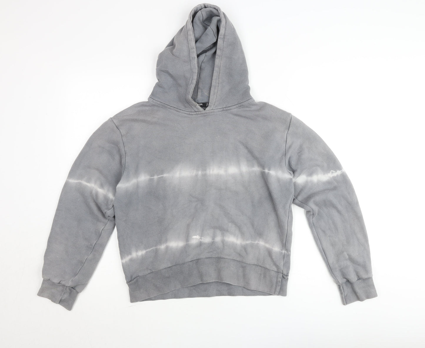 Nasty Gal Women’s Grey Tie-Dye Pullover Hoodie UK 8