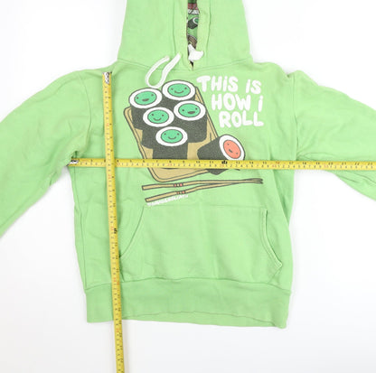 David & Goliath Boys Green Pullover Hoodie Small - Funny Sushi Print Fleece Top