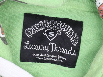 David & Goliath Boys Green Pullover Hoodie Small - Funny Sushi Print Fleece Top