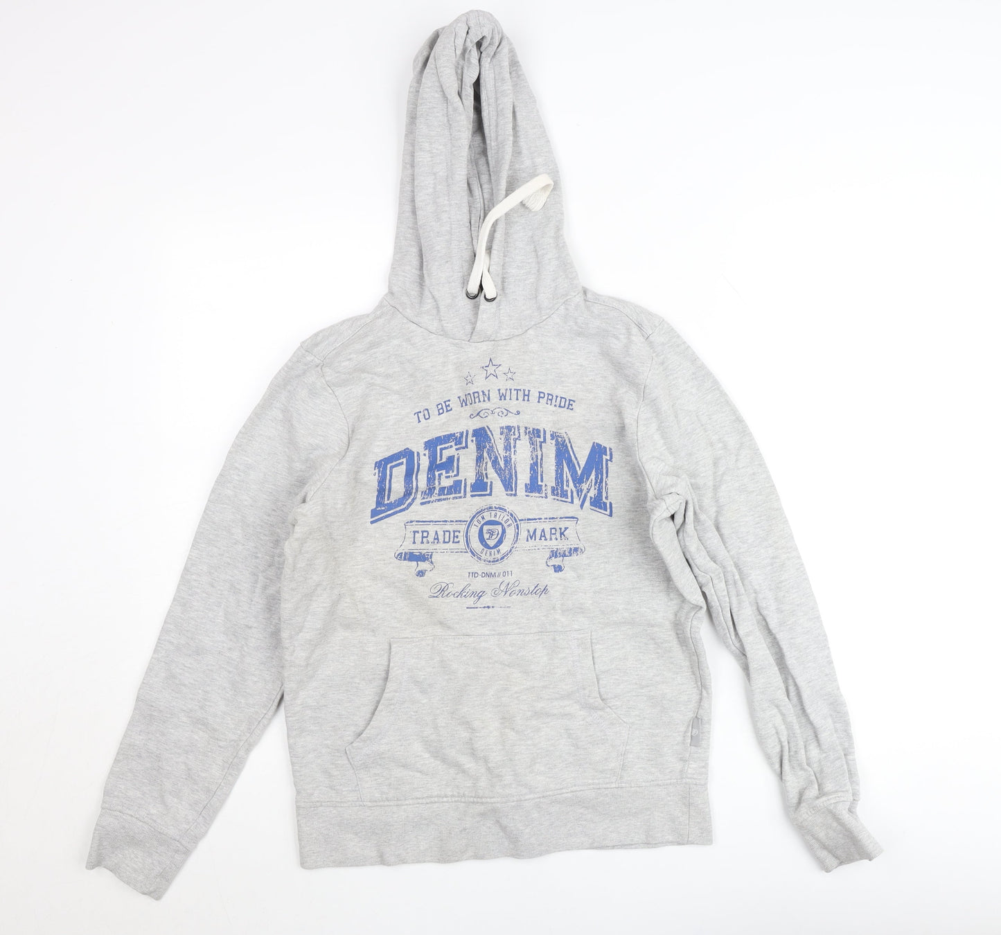 Denim Grey Hoodie Women's M Pullover Graphic Print Cotton Blend