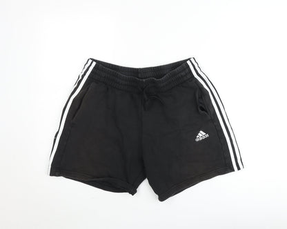 Adidas Men's Black L Sweat Shorts Elastic Waist Drawstring Logo Sportswear
