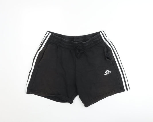Adidas Men's Black L Sweat Shorts Elastic Waist Drawstring Logo Sportswear