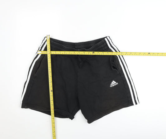 Adidas Men's Black L Sweat Shorts Elastic Waist Drawstring Logo Sportswear