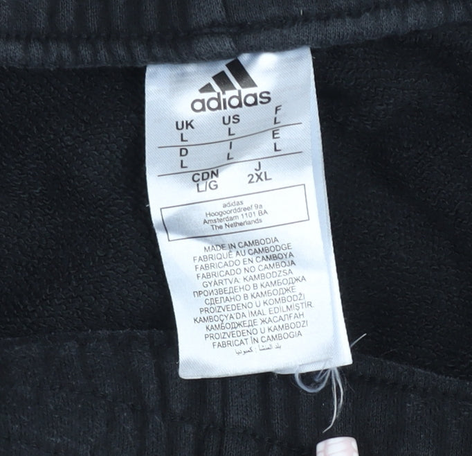 Adidas Men's Black L Sweat Shorts Elastic Waist Drawstring Logo Sportswear