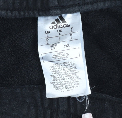 Adidas Men's Black L Sweat Shorts Elastic Waist Drawstring Logo Sportswear