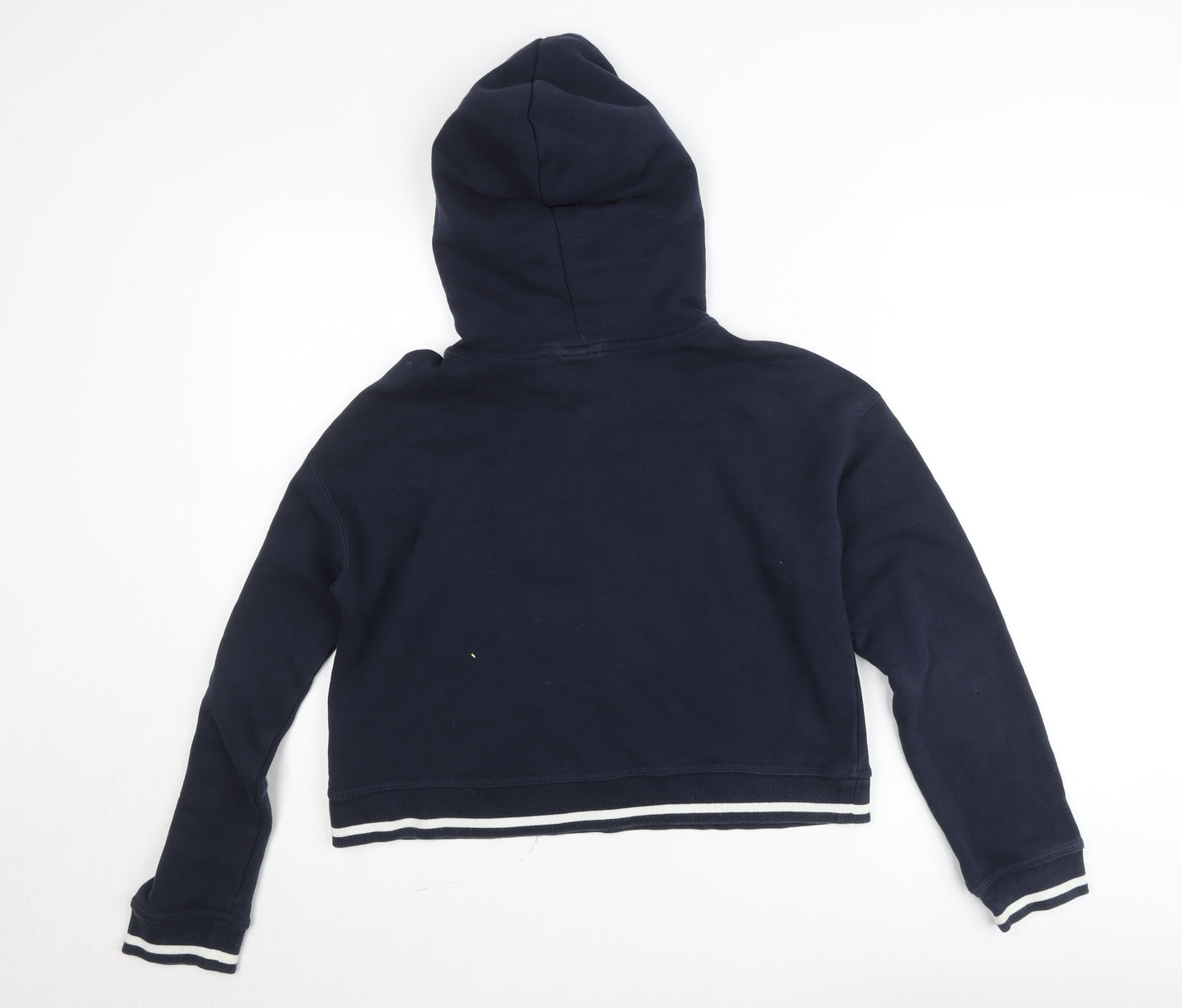 Adidas Women Navy Blue Cropped Hoodie Long Sleeve Pullover