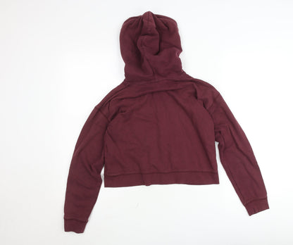 Jack Wills Girls Red Cropped Pullover Hoodie UK 8 M Hooded Fleece Sweatshirt