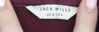 Jack Wills Girls Red Cropped Pullover Hoodie UK 8 M Hooded Fleece Sweatshirt