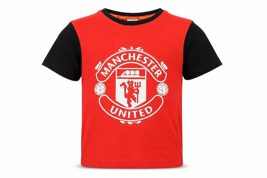 Manchester United Boys Red & Black T-Shirt 6-7 Years Official Football Top