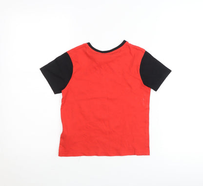 Manchester United Boys Red & Black T-Shirt 6-7 Years Official Football Top