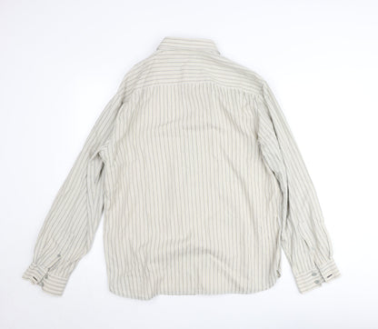Dunnes Stores Men's Beige Striped Long Sleeve Regular Fit Shirt Size L