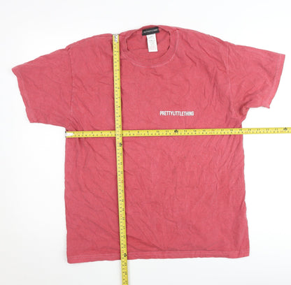 PrettyLittleThing Women’s Red Cotton Crew Neck T-Shirt Size M