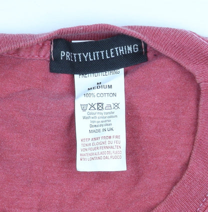PrettyLittleThing Women’s Red Cotton Crew Neck T-Shirt Size M