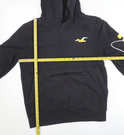 Hollister Mens Black XS Pullover Hoodie with Logo Print