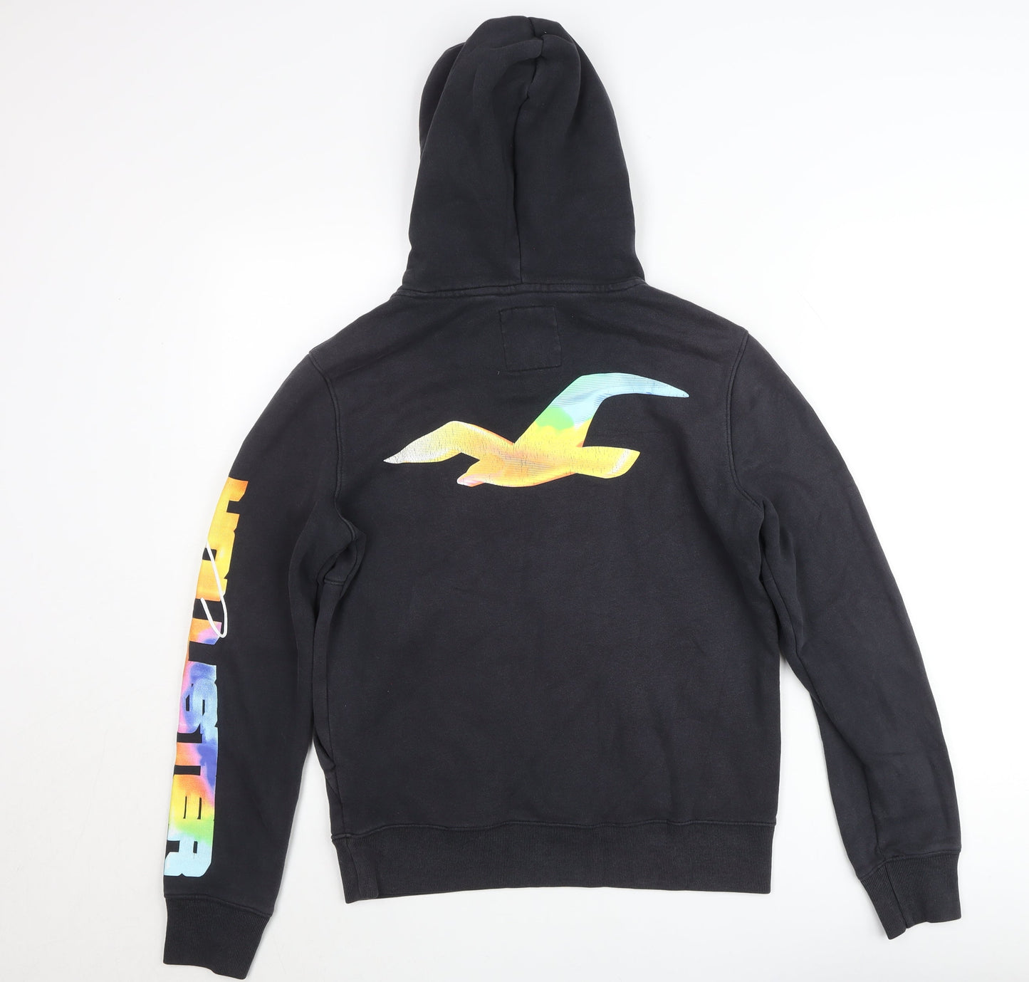 Hollister Mens Black XS Pullover Hoodie with Logo Print