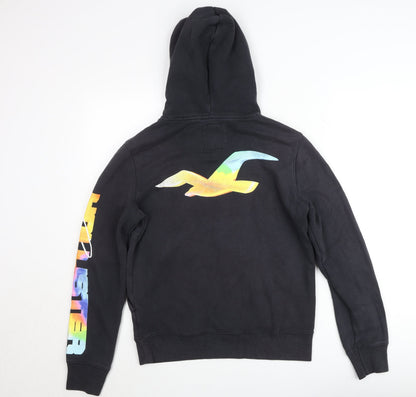 Hollister Mens Black XS Pullover Hoodie with Logo Print