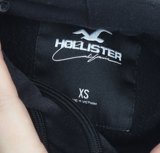 Hollister Mens Black XS Pullover Hoodie with Logo Print
