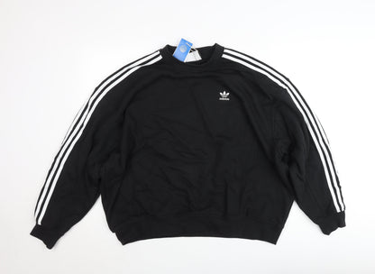 Adidas Men's Black Crew Neck Long Sleeve Pullover Sweatshirt Size L