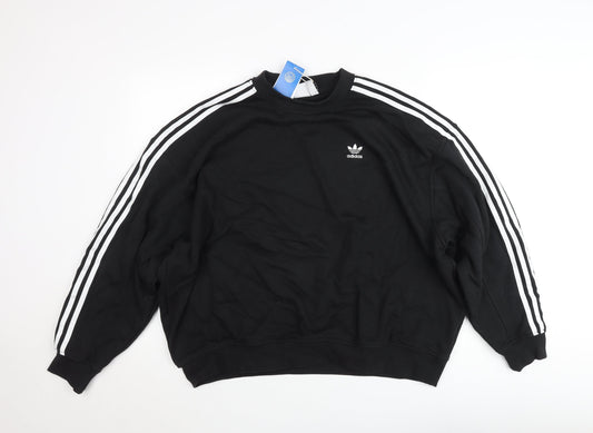 Adidas Men's Black Crew Neck Long Sleeve Pullover Sweatshirt Size L