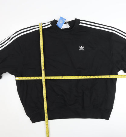 Adidas Men's Black Crew Neck Long Sleeve Pullover Sweatshirt Size L